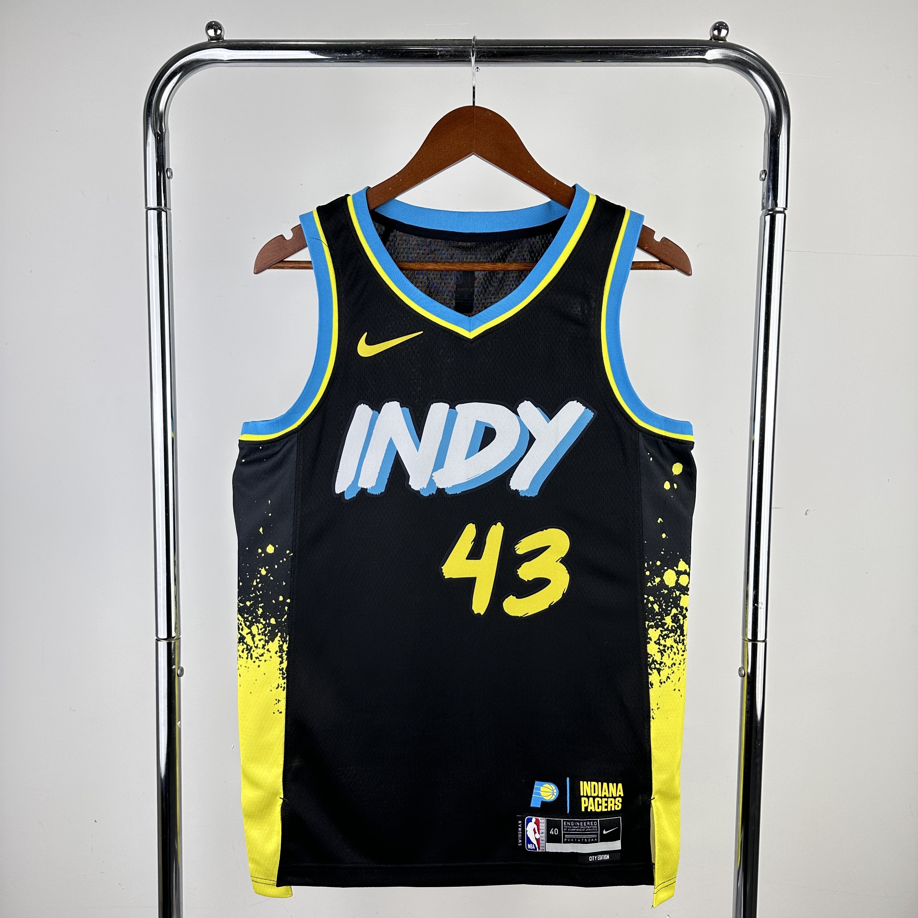 Men Indiana Pacers 43 Siakam Black City Edition Nike 2024 NBA Jersey